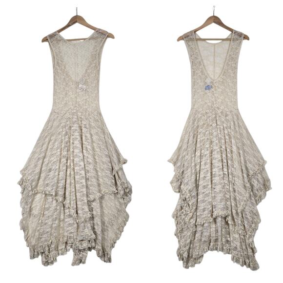 Intimately Free People French Courtship Sheer Lace Slip Dress XS Tea Fairy Boho - Picture 2 of 16